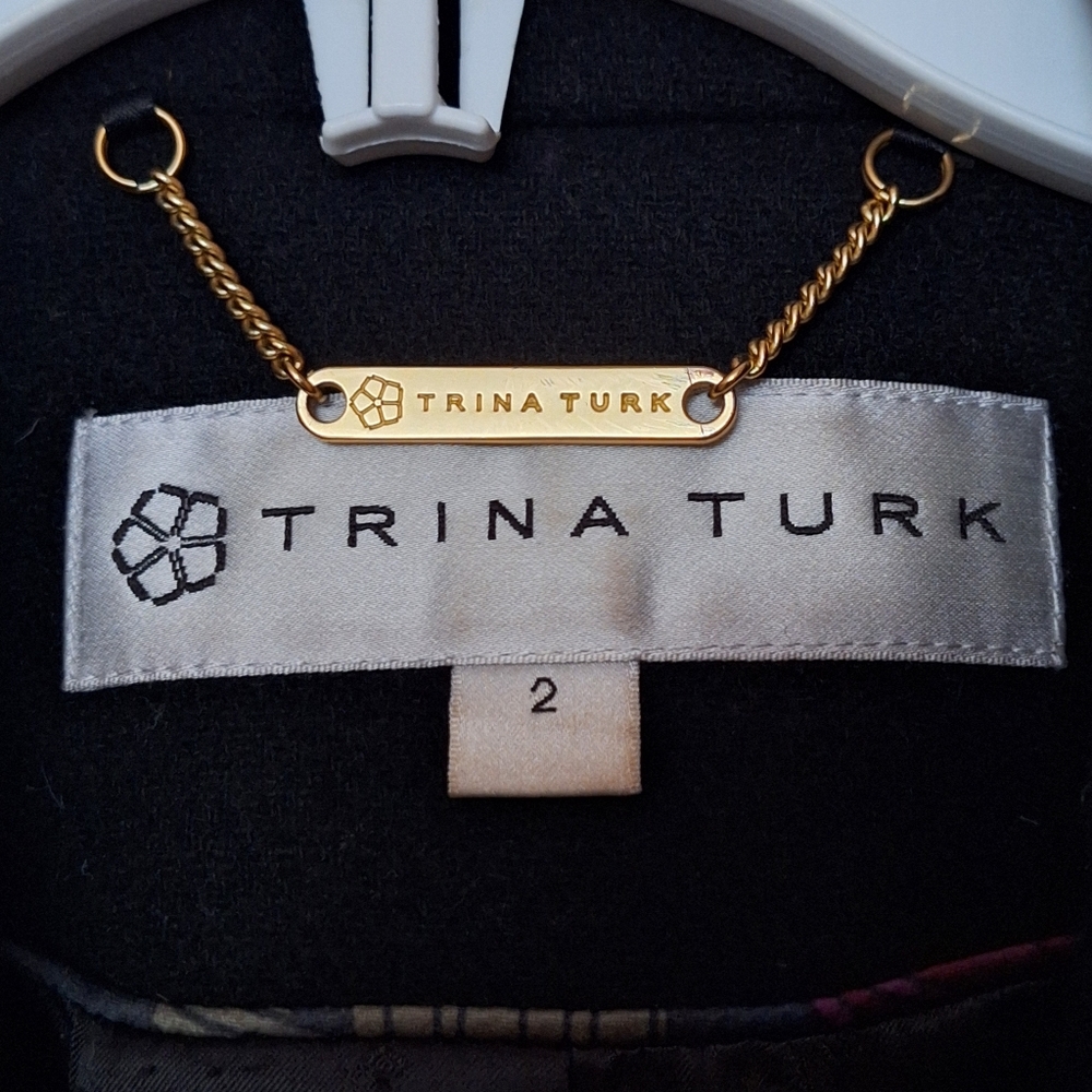 Trina Turk  Black Wool Blend Military Coat Size 2 - Picture 6 of 15